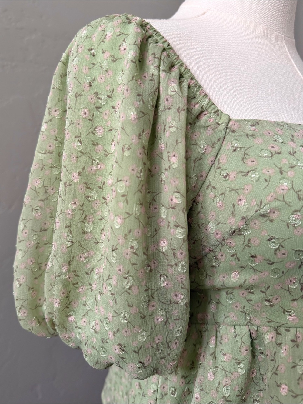 Altar'd State Floral Peplum Top Womens Size S Sage Green Cottagecore Coquette - Picture 8 of 12